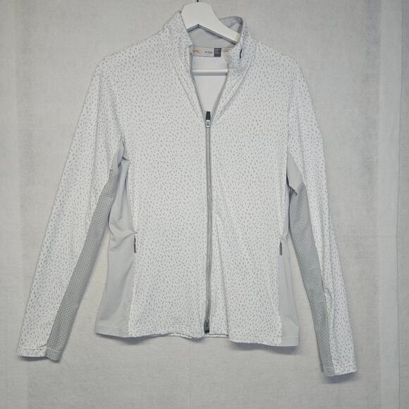 KJUS Women's Golf Sunshine Printed Jacket White and Gray Full Zip $189 - Picture 1 of 11